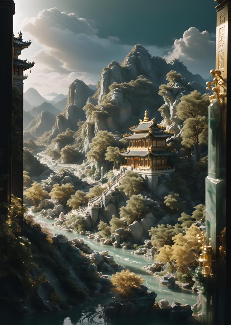 00529-1517230187-3D rendering effectJade stoneArchitectureChinese styleAncient Chinese architectureCourtyardPavilionMountainRiversGolden.png